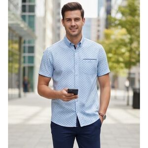 7 Diamonds Sky Blue Geometric Shirt